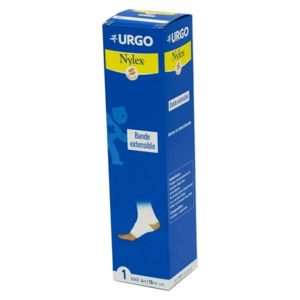 Urgo Nylex Bande Extensible de Fixation Non Adhésive Lavable Réutilisable 4 m x 15 cm