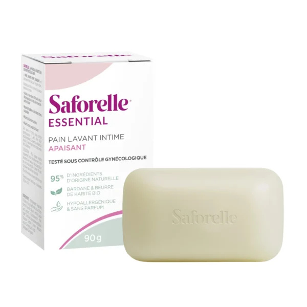 Saforelle Pain Lavant Intime Apaisant Surgras Bardane Karité Bio Sans Savon Sans Parfum dès 10 Ans