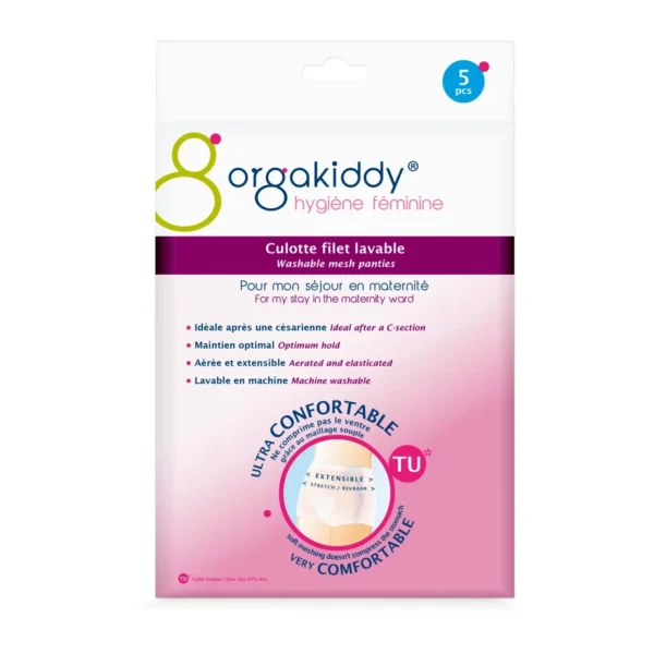 Orgakiddy Culottes Filet Lavables Maternité Taille Unique Nylon Aéré Sachet de 5