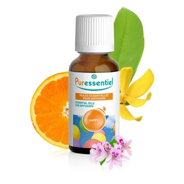 Puressentiel Diffuse Happy Huiles Essentielles pour Diffusion Bonne Humeur 100 % Origine Naturelle 30 ml