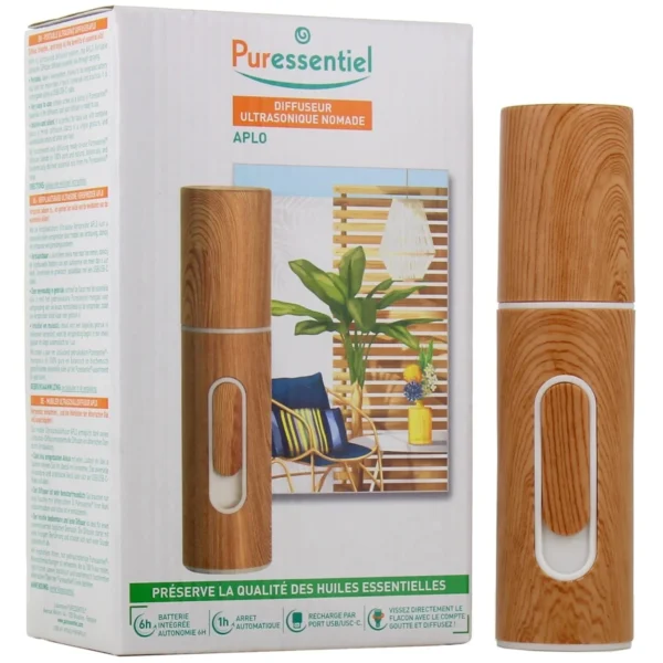 Puressentiel Diffuseur Ultrasonique Nomade Aplo Batterie Rechargeable USB-C Silencieux Petits Espaces