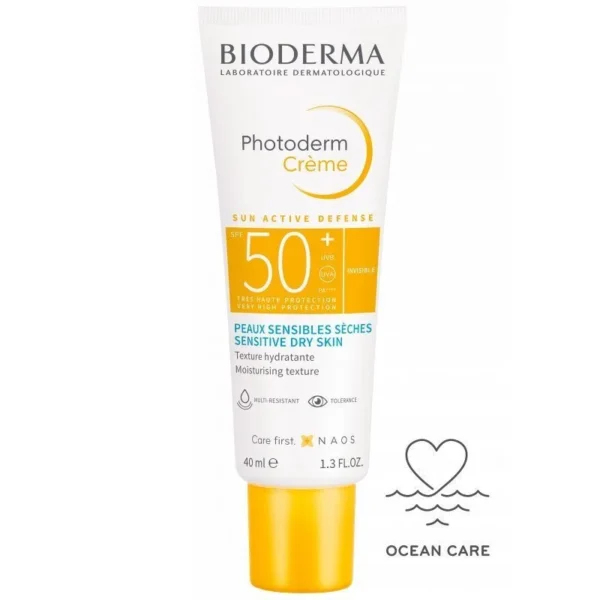 Bioderma Photoderm Crème Invisible SPF50+ Visage Peaux Sensibles Sèches Intolérantes au Soleil Multi-Résistante 40 ml