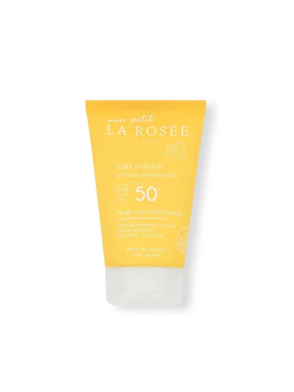 Mon Petit La Rosée Lait Solaire SPF50+ Bébé et Enfant Visage et Corps Abricot Bio Dès la Naissance Format Voyage