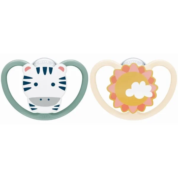 NUK Space Sucettes Silicone 6-18 mois, lot de 2