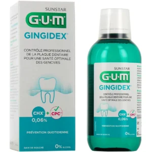 GUM Gingidex Bain de Bouche Prévention Quotidienne Plaque Dentaire 0,06 % Sans Alcool 300 ml