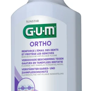 GUM Ortho Bain de Bouche Anti-Plaque Fluoré Sans Alcool Appareils Dentaires 300 ml