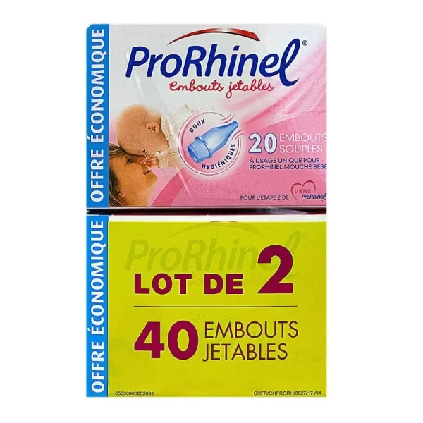 Prorhinel Embouts Jetables Souples pour Mouche-Bébé, Lot de 2 x 20 Embouts