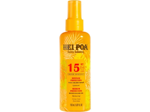 Heipoa Huile Sèche Solaire au Monoï de Tahiti SPF15 Visage et Corps 150 ml
