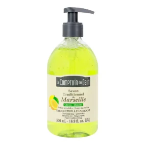 Le Comptoir du Bain Savon de Marseille Liquide Citron Menthe Anti-Odeurs Cuisine 500 ml