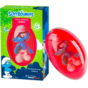 Le Comptoir du Bain Les Schtroumpfs Savon Solide Parfum Cerise Figurine Schtroumpf à Lunettes