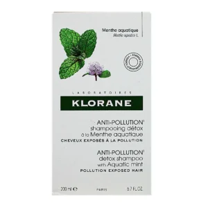 Klorane Shampooing Détox Anti-Pollution à la Menthe Aquatique Fraîcheur 200 ml