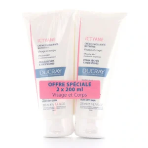 Ictyane Crème Émolliente Nutritive Visage et Corps Lot de 2 x 200 ml