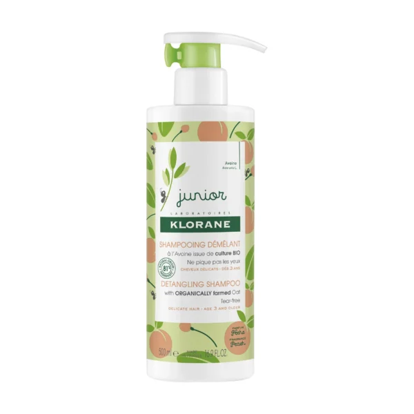 Klorane Junior Shampooing Démêlant Pêche Cheveux des Enfants Dès 3 Ans 500 ml