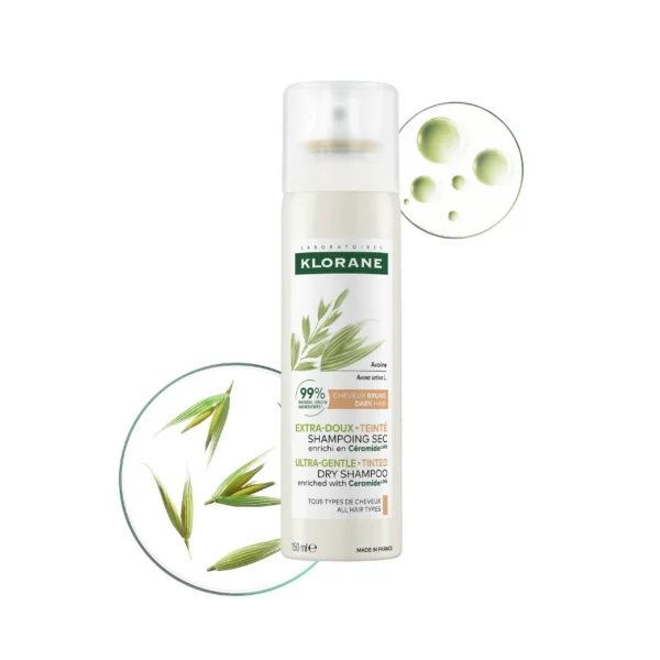 Klorane Shampooing Sec Extra-Doux Teinté à l'Avoine Cheveux Châtains à Bruns 150 ml