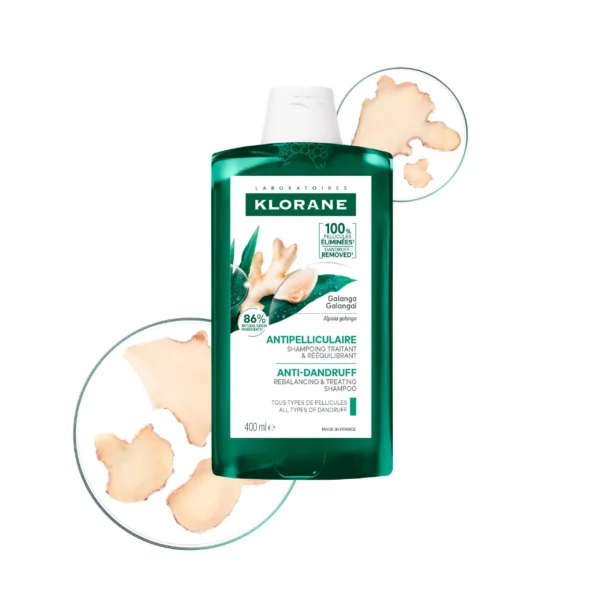 Klorane Shampooing Antipelliculaire Rééquilibrant au Galanga Cuir Chevelu Apaisé 400 ml