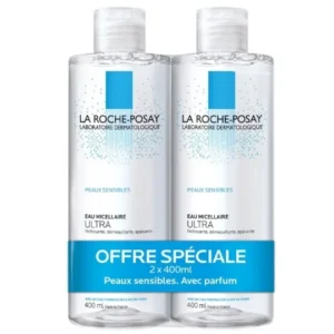 La Roche-Posay Eau Micellaire Ultra Peaux Sensibles Nettoie et Démaquille Lot de 2 x 400 ml