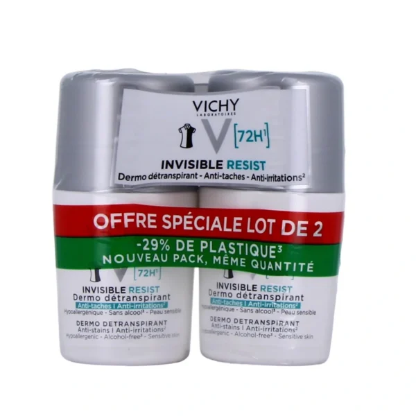 Lot*2 Vichy Dermo-détranspirant Invisible Protect 72h anti-taches anti-irritations 50ml