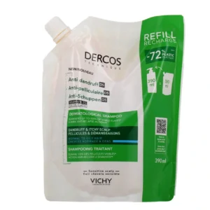 Dercos Shampoing Traitant Anti-Pelliculaire Cheveux Normaux à Gras Éco-Recharge 390 ml