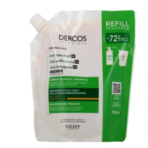 Dercos Shampoing Traitant Anti-Pelliculaire DS Cheveux Secs Éco-Recharge 390 ml