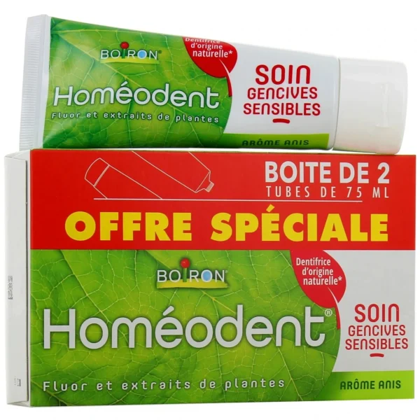 Boiron Homéodent Dentifrice Soin Gencives Sensibles Chlorophylle Lot de 2 x 75 ml