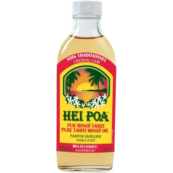 Hei Poa Pur Monoï de Tahiti AO Parfum Vanillier Huile Corps et Cheveux 100 ml
