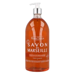 BeauTerra Savon Liquide de Marseille Fleur d'Oranger Corps et Mains 1 L