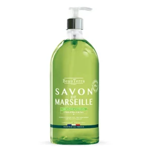 BeauTerra Savon Liquide de Marseille Menthe Citron Corps et Mains 1 L