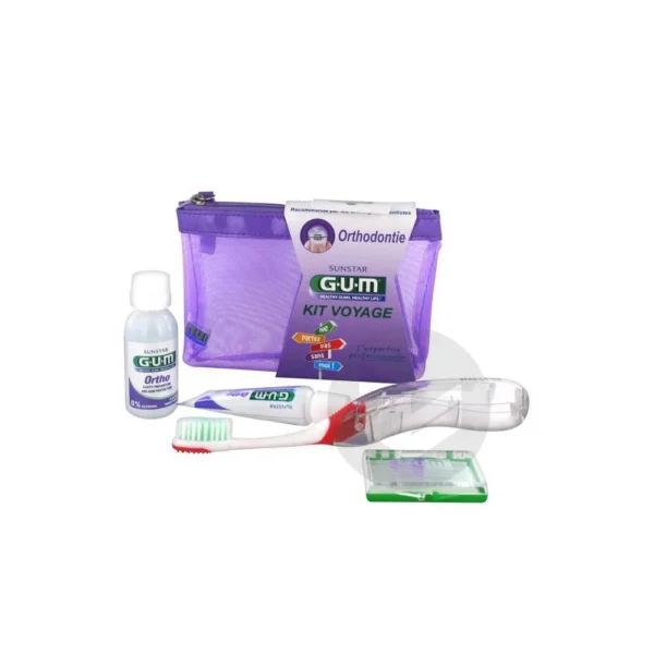 GUM Kit Voyage Orthodontie Trousse Appareil Dentaire 4 Produits