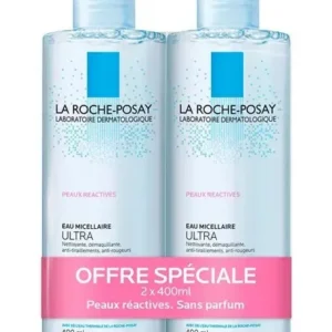 La Roche-Posay Eau Micellaire Ultra Peaux Réactives Lot de 2 x 400 ml