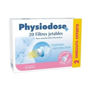 Physiodose Filtres Jetables pour Mouche-Bébé, 20 Filtres + 2 Embouts