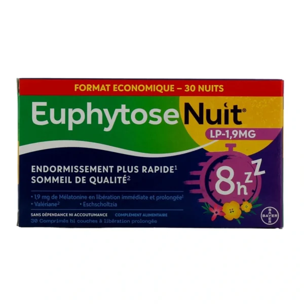 Bayer Santé Euphytose Nuit LP 1,9 mg 30 Comprimés