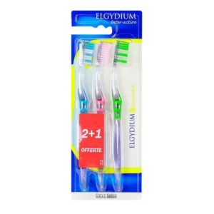 Elgydium Inter-Active Brosse à Dents Souple Lot de 2 + 1 Offerte