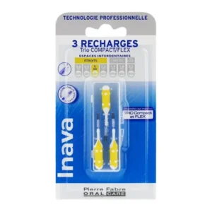 Inava Recharges Brossettes Interdentaires Jaunes ISO 2 1 mm pour Trio Compact et Flex Boîte de 3