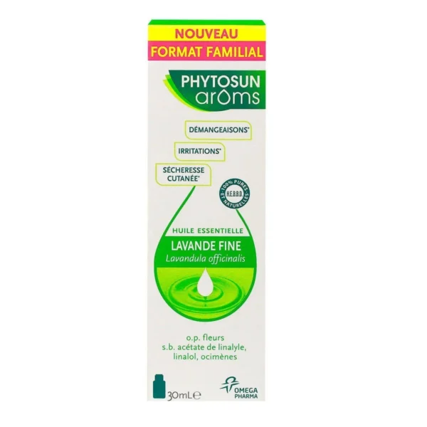 Phytosun Arôms Huile Essentielle de Lavande Fine Bio Apaisante Voie Cutanée et Diffusion 30 ml