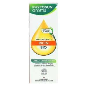 Phytosun Arôms Huile Végétale de Ricin Bio Cheveux Abîmés Ongles Cassants Cils et Sourcils 50 ml