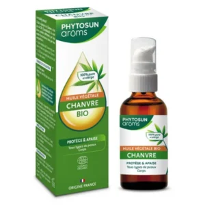 Phytosun Arôms Huile Végétale de Chanvre Corps Nourrit Renforce la Barrière Cutanée Base pour Huiles Essentielles 50 ml