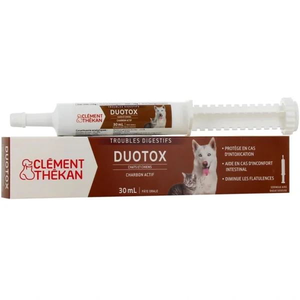 Clément Thékan Duotox Pâte Orale Troubles Digestifs Chiens et Chats Seringue 30 ml