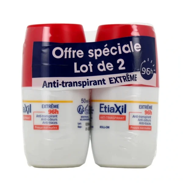 Etiaxil Anti-transpirant Extrême 96h Roll-on 50 ml x2