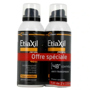 Etiaxil Déodorant Homme 48h Aérosol 150 ml x2
