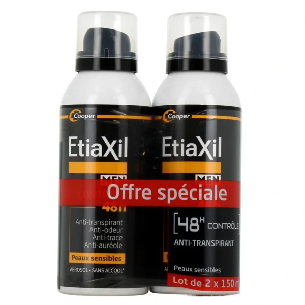 Etiaxil Déodorant Homme 48h Aérosol 150 ml x2