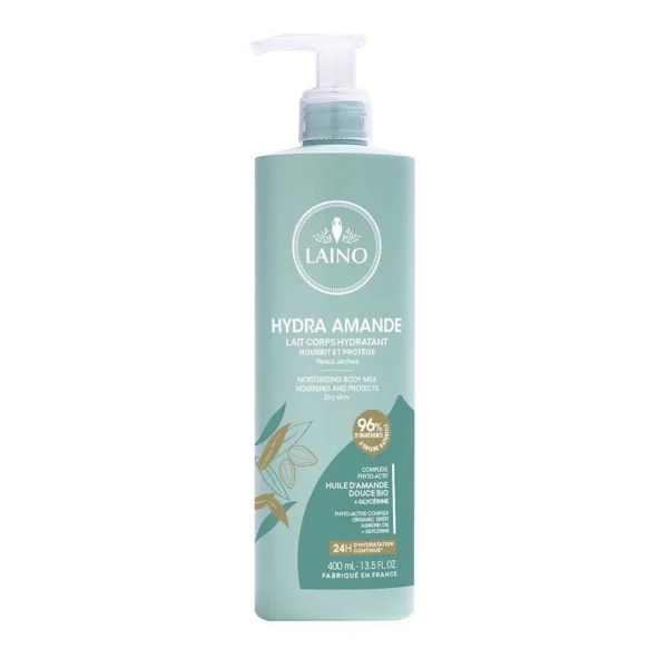 Laino Lait Corps Hydra Amande Douce Bio Peaux Sèches Hydratation 24 h 400 ml