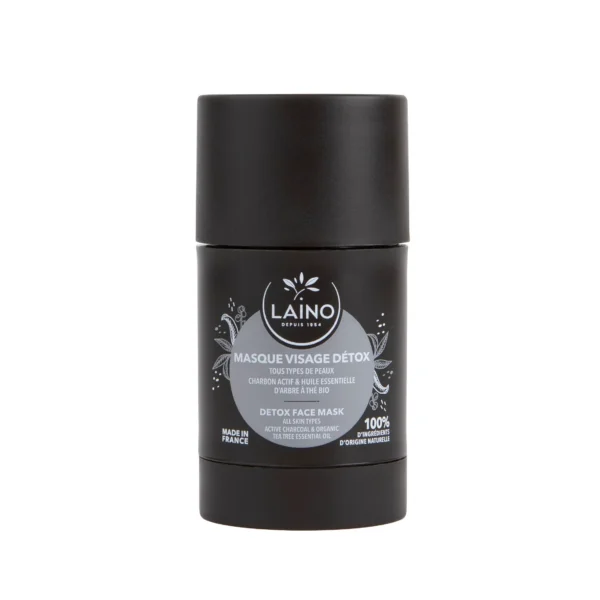 Laino Masque Visage Détox Stick Charbon Actif et Arbre à Thé Bio Peaux Normales à Mixtes 65 g