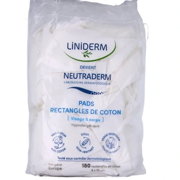 Neutraderm Baby Pads - Rectangles de Coton Bio 100% - Sachet de 180