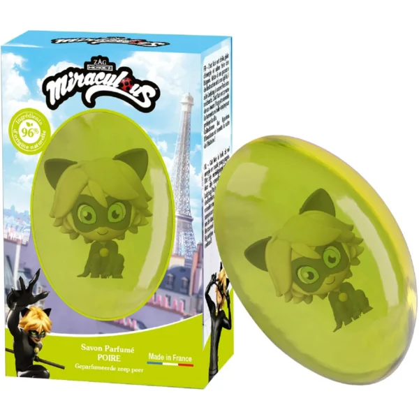 Le Comptoir du Bain x Miraculous Savon Solide Poire Figurine Chat Noir 75 g