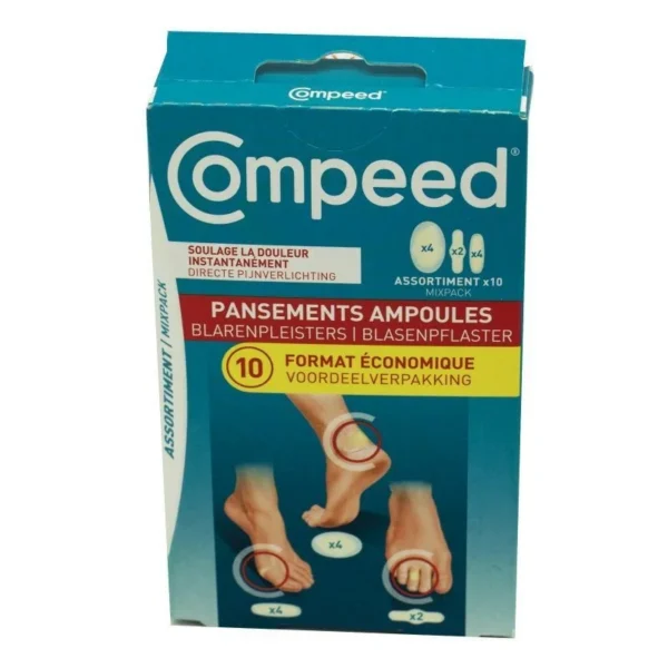 Compeed Pansements Ampoules Assortiment 3 Tailles Boîte de 10