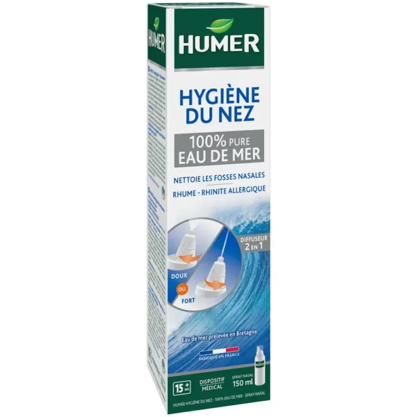 Humer Hygiène du Nez Eau de Mer Isotonique Adulte, Spray 150 ml