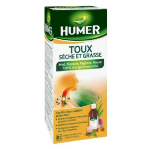 Humer Toux Sèche et Grasse Sirop Miel Plantain Réglisse, 170 ml
