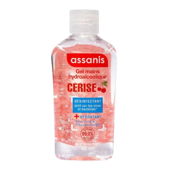 Assanis Pocket Gel Hydroalcoolique Mains Sans Rinçage Senteur Cerise 80 ml