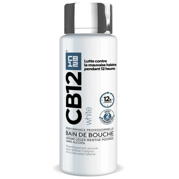 CB12 White Bain de Bouche Blancheur 12 Heures Menthe Légère 250 ml