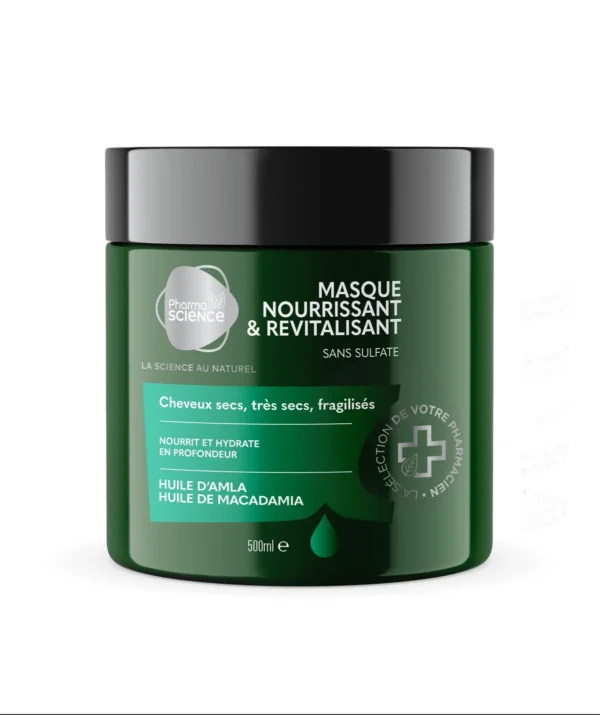 Pharmascience Masque Nourrissant Revitalisant Macadamia Amla Cheveux Secs et Fragilisés 500 ml